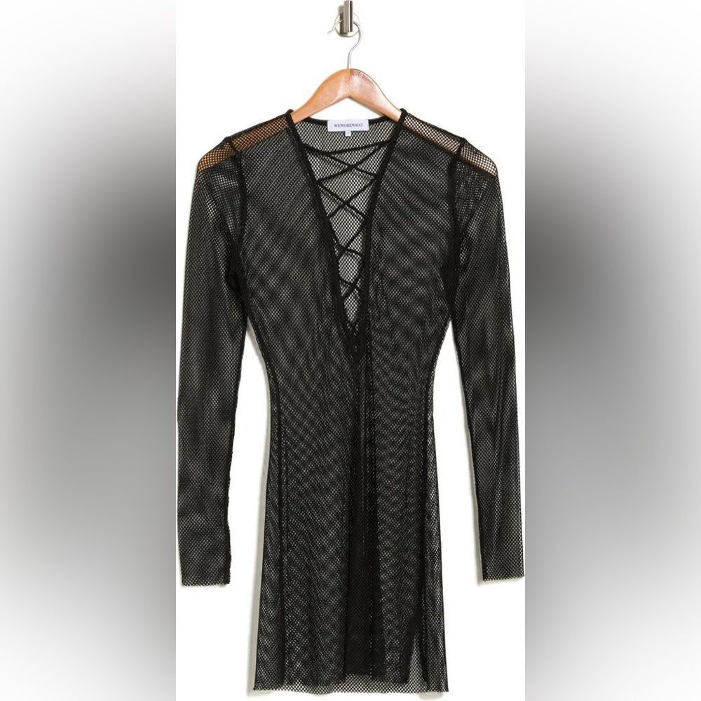 NWOT WeWoreWhat black mesh coverup dress